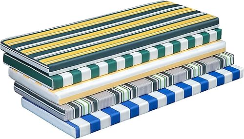 Cojín de banco para exteriores, cojines impermeables para muebles de patio, cojín de sofá de jardín, cojín de columpio con rayas de color y correas