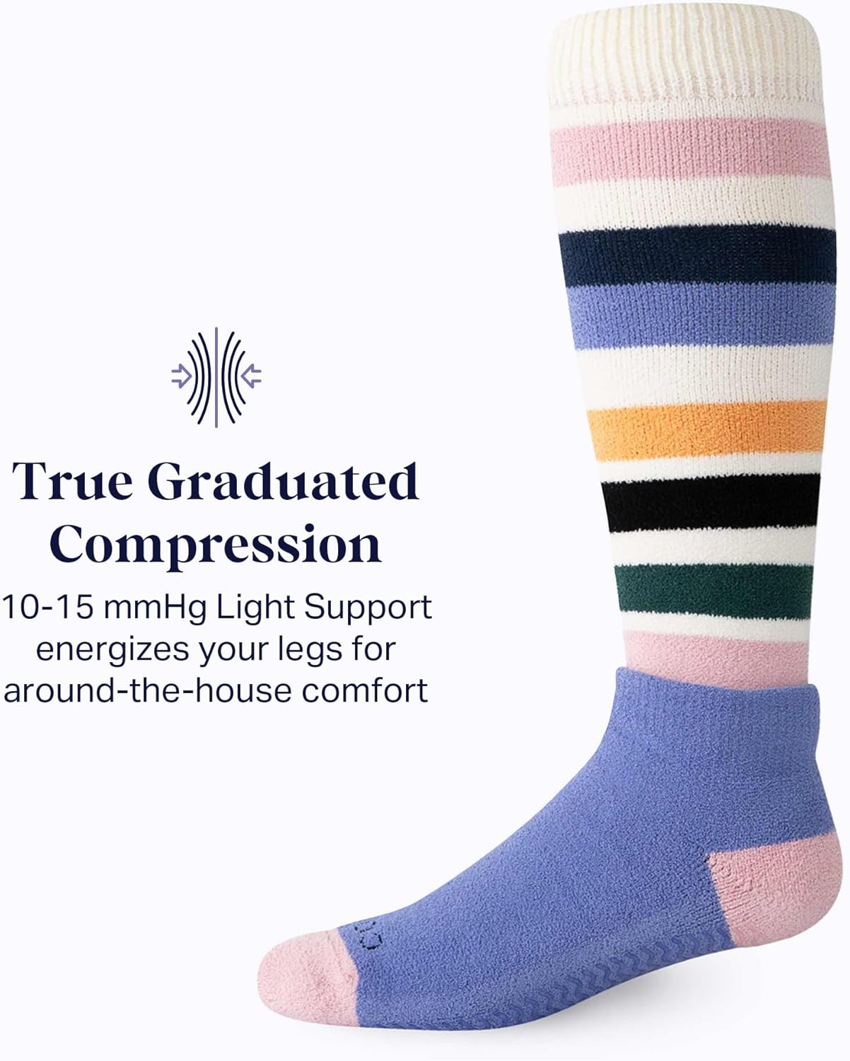 Comrad CozyGrip Slipper Socks - 10-15mmHg Graduated Compression Socks - Dual-Layer Knee High Socks with Anti-Slip Grips - Image 4