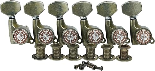 Miniatura 14 de Guyker 6 piezas de afinadores de bloqueo de guitarra (6 diestros), relación 1:18, clavijas de llave de afinación, cabezales de máquina con mango