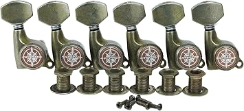 Guyker Rust Color Guitar Locking Tuners, Tuning Key, Machine Head 6 for Right Handed, Ratio 118 Vintage-style 6-In-Line Tuners, Compatible with ST Start Electric Guitar
