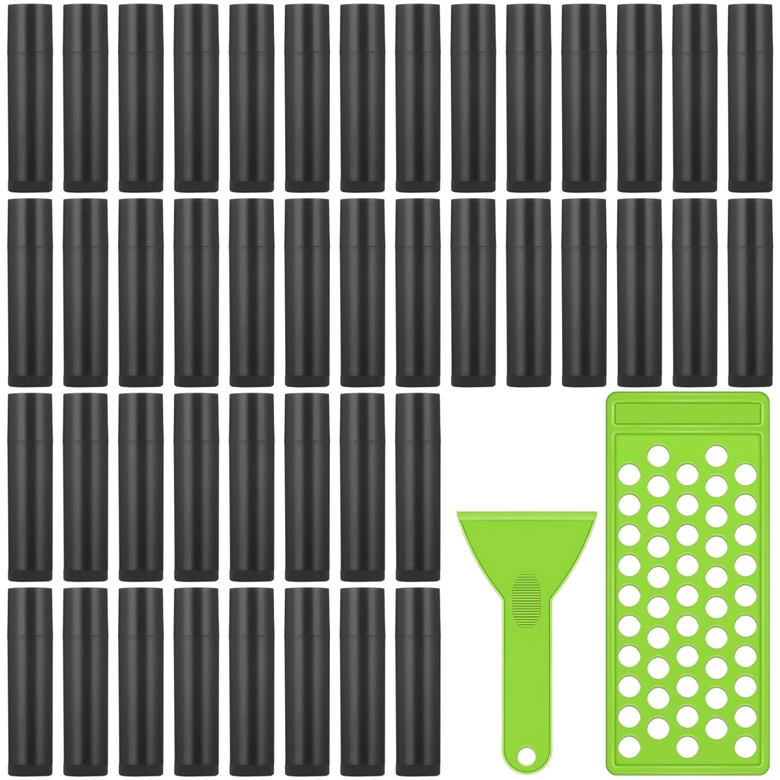 Kit per la creazione di lucidalabbra da donna, kit fai da te con 100 tubi di balsamo per labbra in PP nero, 2 strumenti di riempimento e vassoio multi slot, per la cura delle labbra fatta in casa