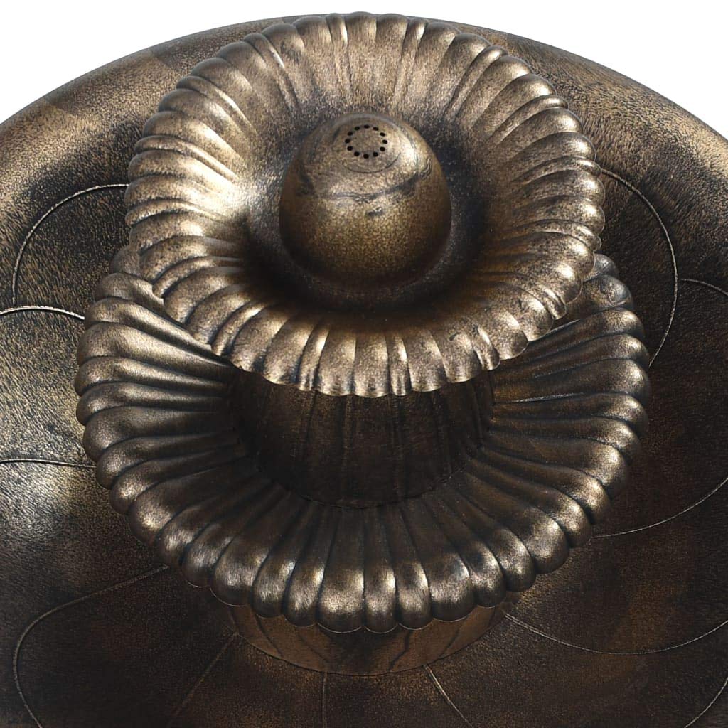 Fuente para Pájaros con Bomba Integrada, Bebedero y Bañera para Jardín, Plástico Resistente a la Intemperie, Color Bronce, 50x91 cm, 6W, 220-240V, para Patio, Balcón y Exterior