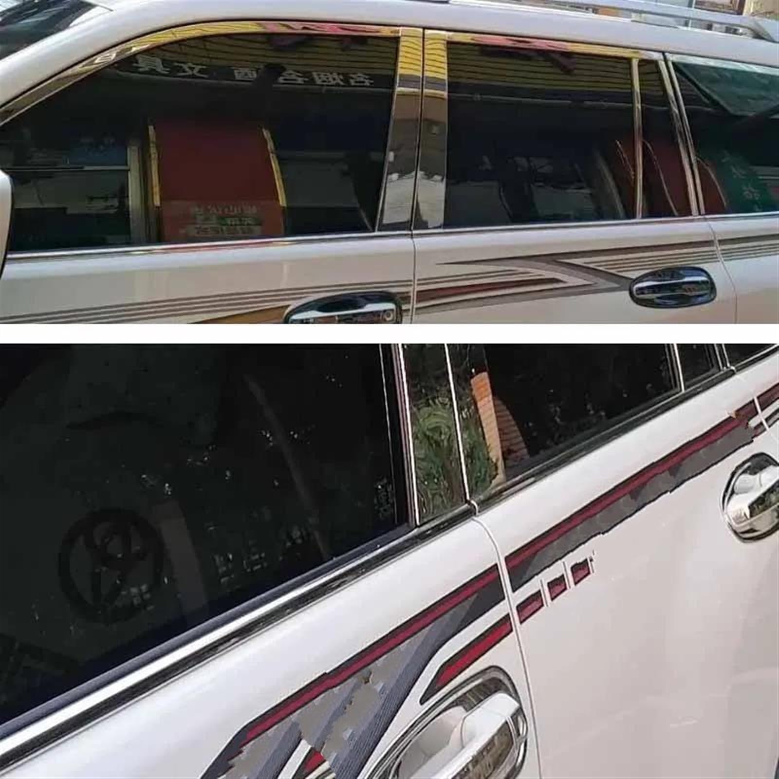 Guarnizione porta auto Guarnizioni per finestrini auto Per Toyota Per Land Per Cruiser Per Prado 120 2003-2009 Strisce antipioggia per porte(Plating 4pcs)