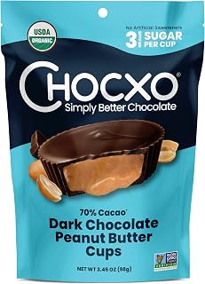 CHOCXO Organic 70% Dark Chocolate Peanut Butter Cups, 3.45 OZ