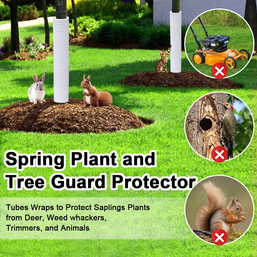 Corrugated Tree Guards, 7pcs Rigid PP Tree Trunk Protectors, Tree Bark Protector Sleeve Plant Guard Tube Wraps to Protect Bark, Tree Seedlings Tubes, Saplings Plants from Deer,Rodents, Mowers,Trimmers