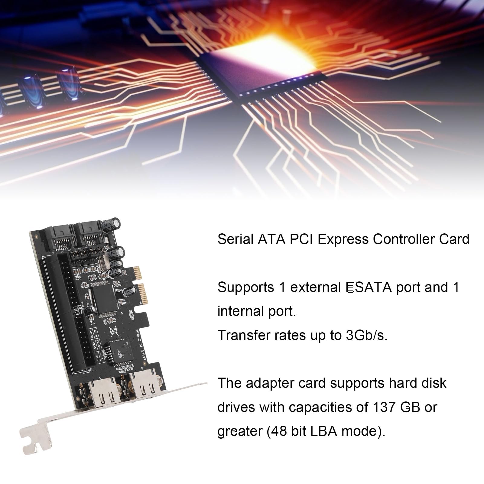 Carte Contrôleur PCI Express Serial ATA, Adaptateur 2 Ports PCIE vers Serial ATA ESATA IDE, pour 2000, 7, 8, Server 2003, Vista, Linux, OS X et Dos