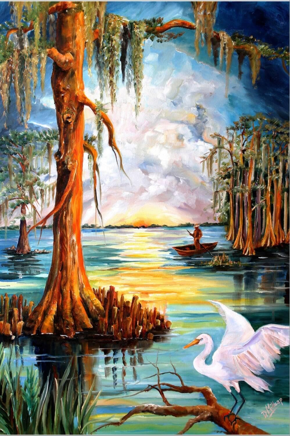ART.COM Stretched Canvas Print Down on the Bayou by Diane Millsap, 12" x 18"