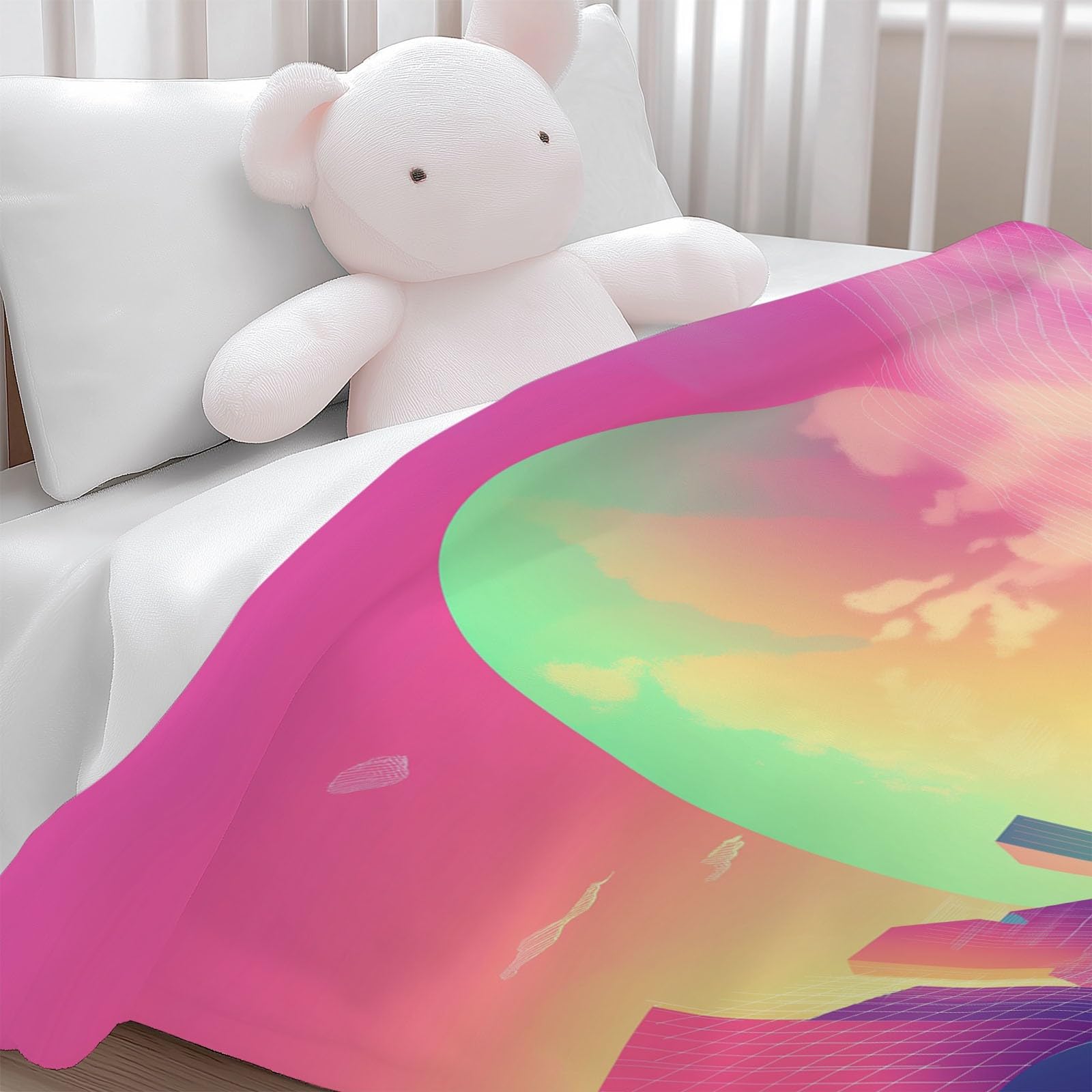 Colori Al Neon Coperta Plaid in Pile di Flanella Calcio Futuristico, Microfibra Morbido Durevole e Caldo Peluche, Singolo Matrimoniale Coperte Copriletti 180x220 cm per Letto Divano Soggiorno
