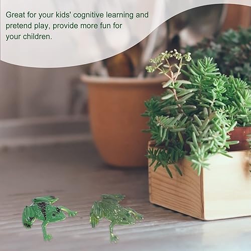 Miniatura 9 de Toyvian 12 piezas de ranas de plástico pequeñas ranas de goma elásticas simulación animal modelo ranas juguetes de goma realista conjunto plástico