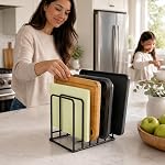 Organisateur de table de découpe de cuisine, Cookie Sheet Storage Rack,Cabinet Diviseurs Holder avec 5 Fentes pour l'organisateur de bacs de cuisson (2 PCS)