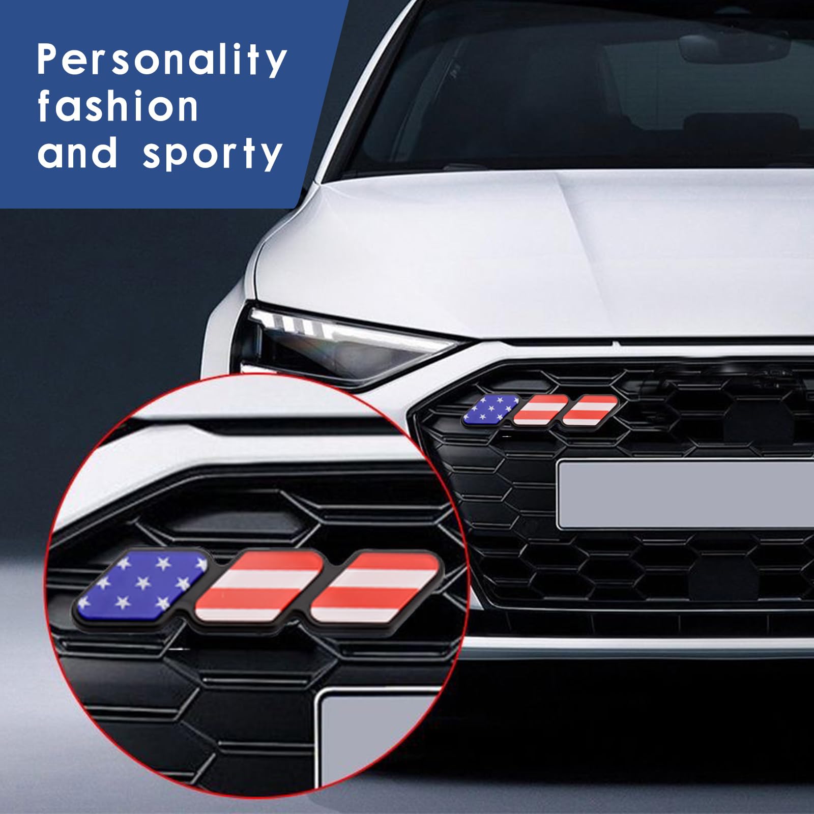Amazon | Crynod 車用アメリカ国旗グリルバッジ 1個 フロント