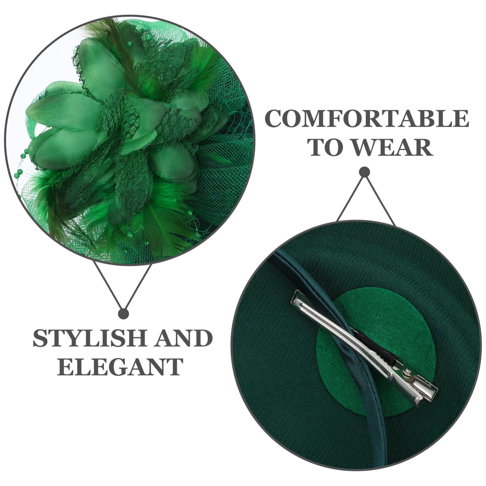 Green Classic Sophisticated Gathered Pleated Sweeping Fascinator Tea Ch… THE LYNDIE LEIGH FASCINATOR – The Hat Hive main image 2