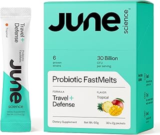 Travel + Defense | Fast Melt Pre + Probiotic for Immune Health While Traveling - Tropical Flavor, 30 Powder Sachets