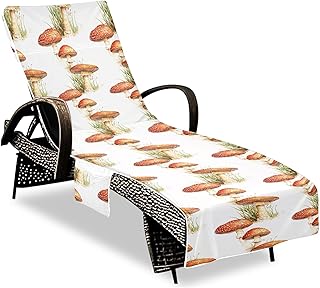 Chaise Lounge Cover Soft Outdoor Lounge Chaise Cover with Pockets for Beach Garden Courtyard Trips 85x30in Puffball Portobello Mushroom Truffle