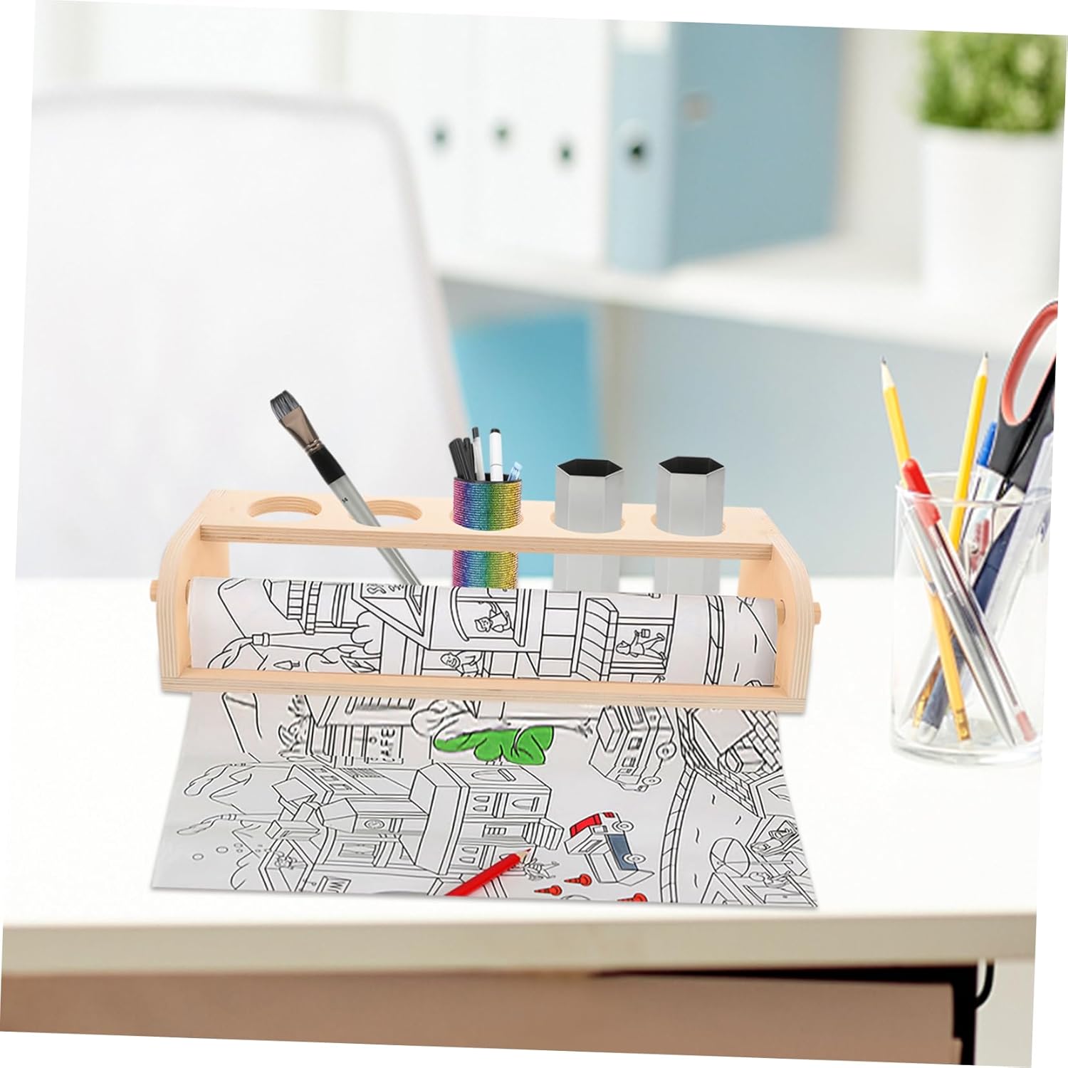 Wooden Scroll Painting Holder Space Saving Tabletop Easel Stand for Art Display Drawing and Crafting for Creative Projects and Self Expression