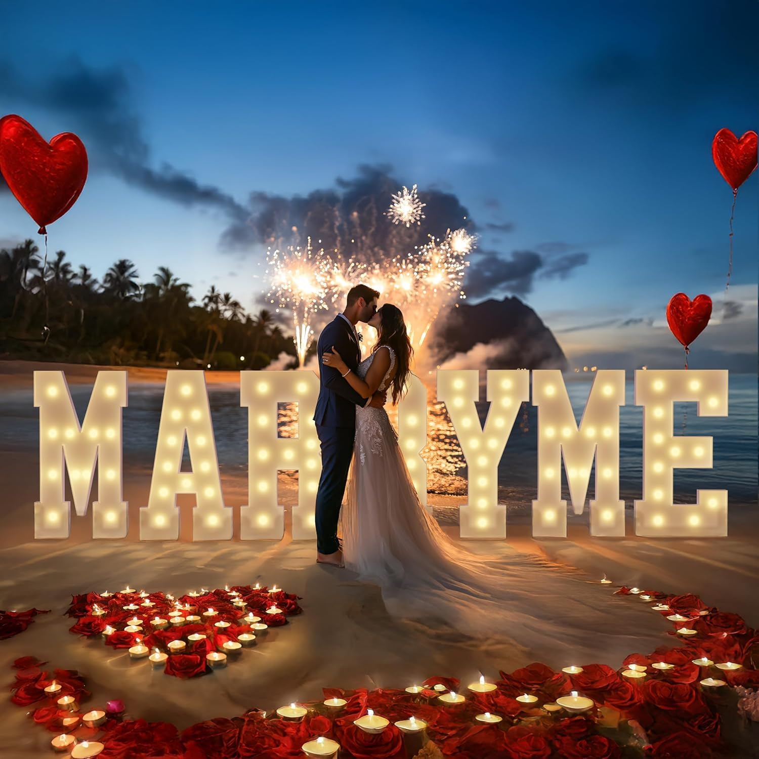 Photo 1 of Marry Me Light Up Letters Yellow Light Marry Me Signs 4FT for Proposal Engagement Wedding Decor
