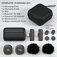 Vista 8 de BSONE Micrófono Lavalier inalámbrico para iPhone y Android, mini micrófono con clip con funda de carga, micrófonos profesionales recargables