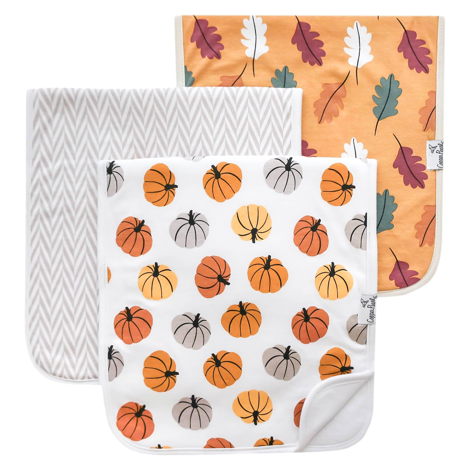 Copper Pearl Premium Baby Burp Cloths - 3-Pack Large Cotton Burp Cloths, Extra Soft Spit Up Rags with 3 Absorbent Layers, Perfect for Baby Boy and