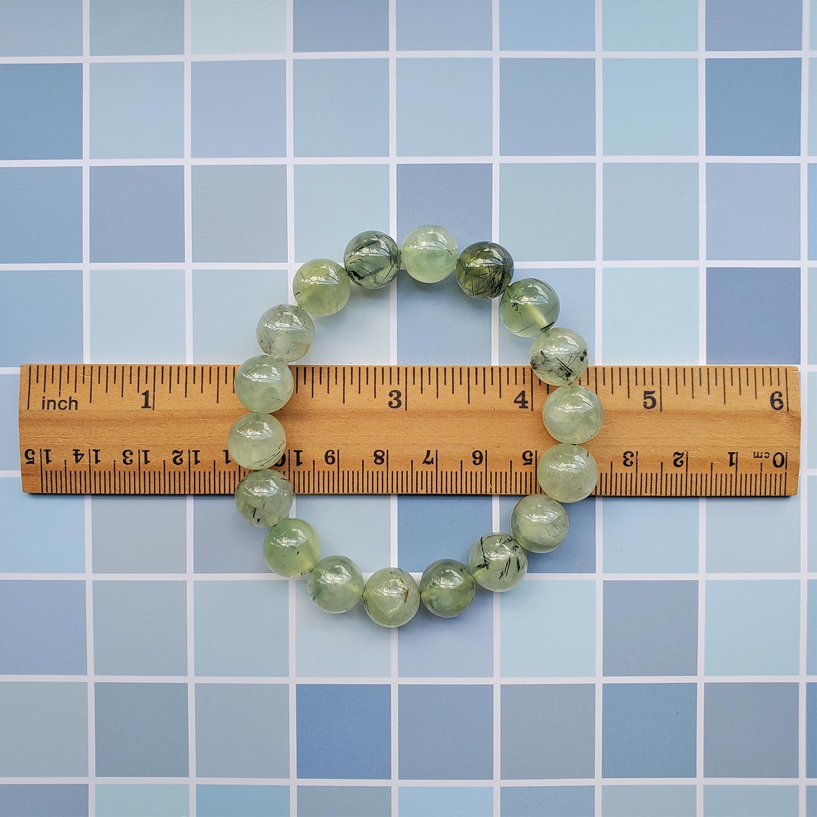 Prehnit-Stretch-Armband, 12 mm, natürliche runde Steinperlen, Halbedelstein für Kristall-Perlen, elastisches Armband, 20,3 cm