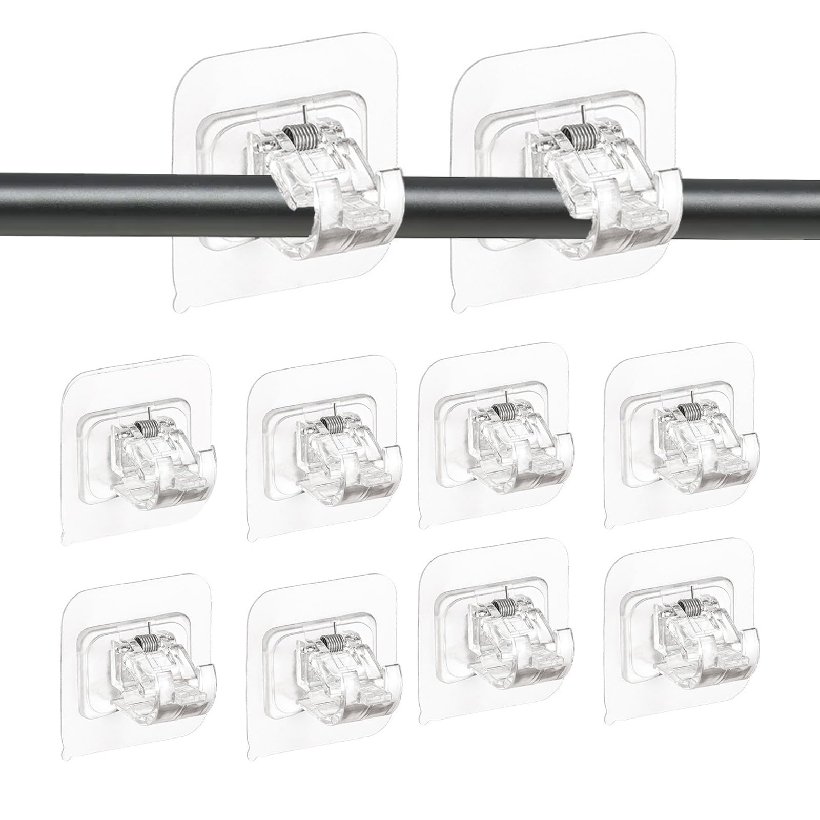 10Pcs Self-Adhesive Curtain Hooks Rod Brackets - No Drill Nail Free Adjustable Drapery Holders for Bathroom Shower Windows Swinging Doors Curtain Pole Accessories Hotel Home Use