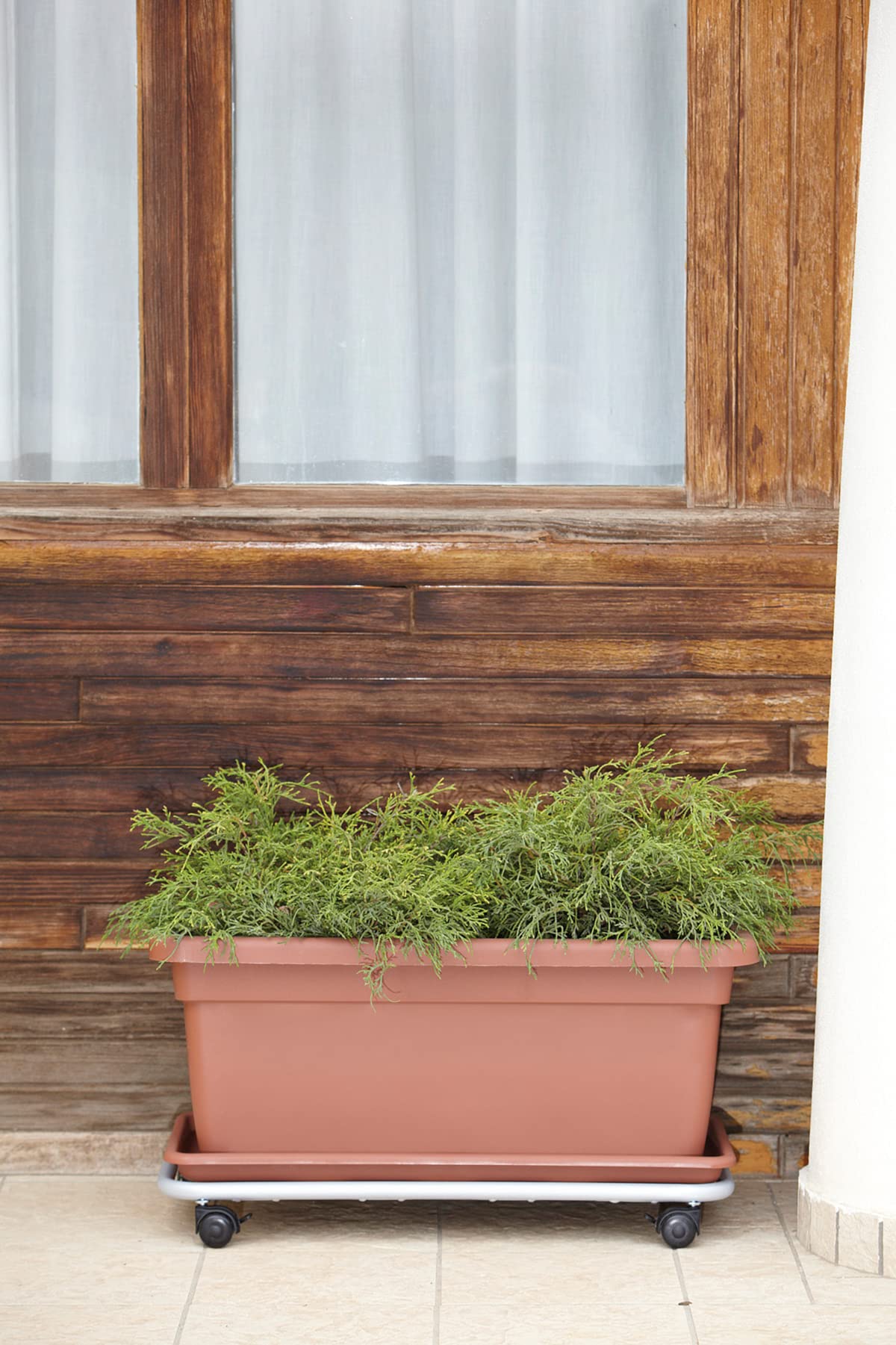 eacommerce Vaso + Sottovaso Rettangolare in Plastica PPL Colore Terracotta Cassetta Mega Per interni ed esterni (100x45x40H cm, Colore Terracotta)