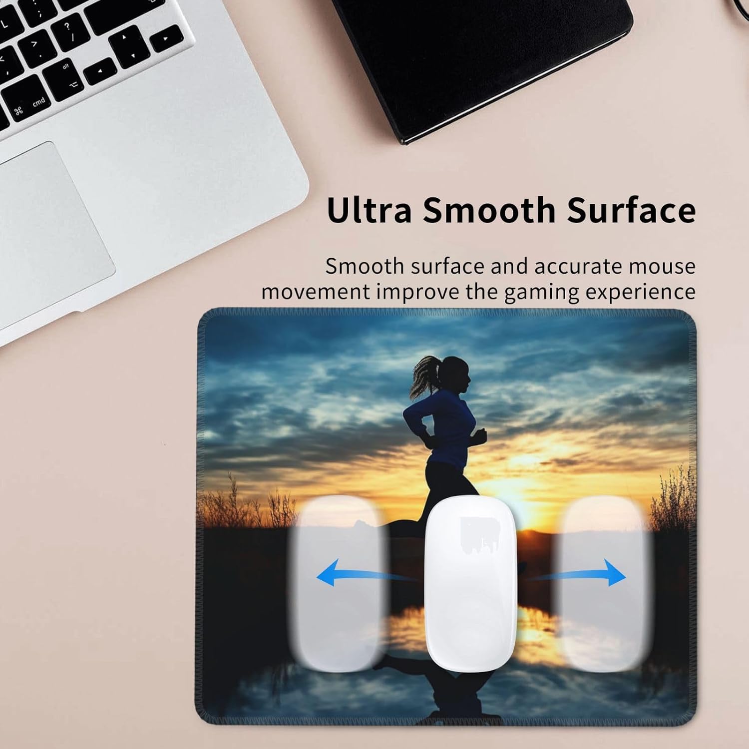 Funny Small Mouse Pad with Non-Slip Rubber Base,Ultra-Smooth Gaming Mousepad Blue Active Girl Running Sunset Washable Mouse Mat for Desk, Laptop, Pc & Office 7 X 8.6 in image 5