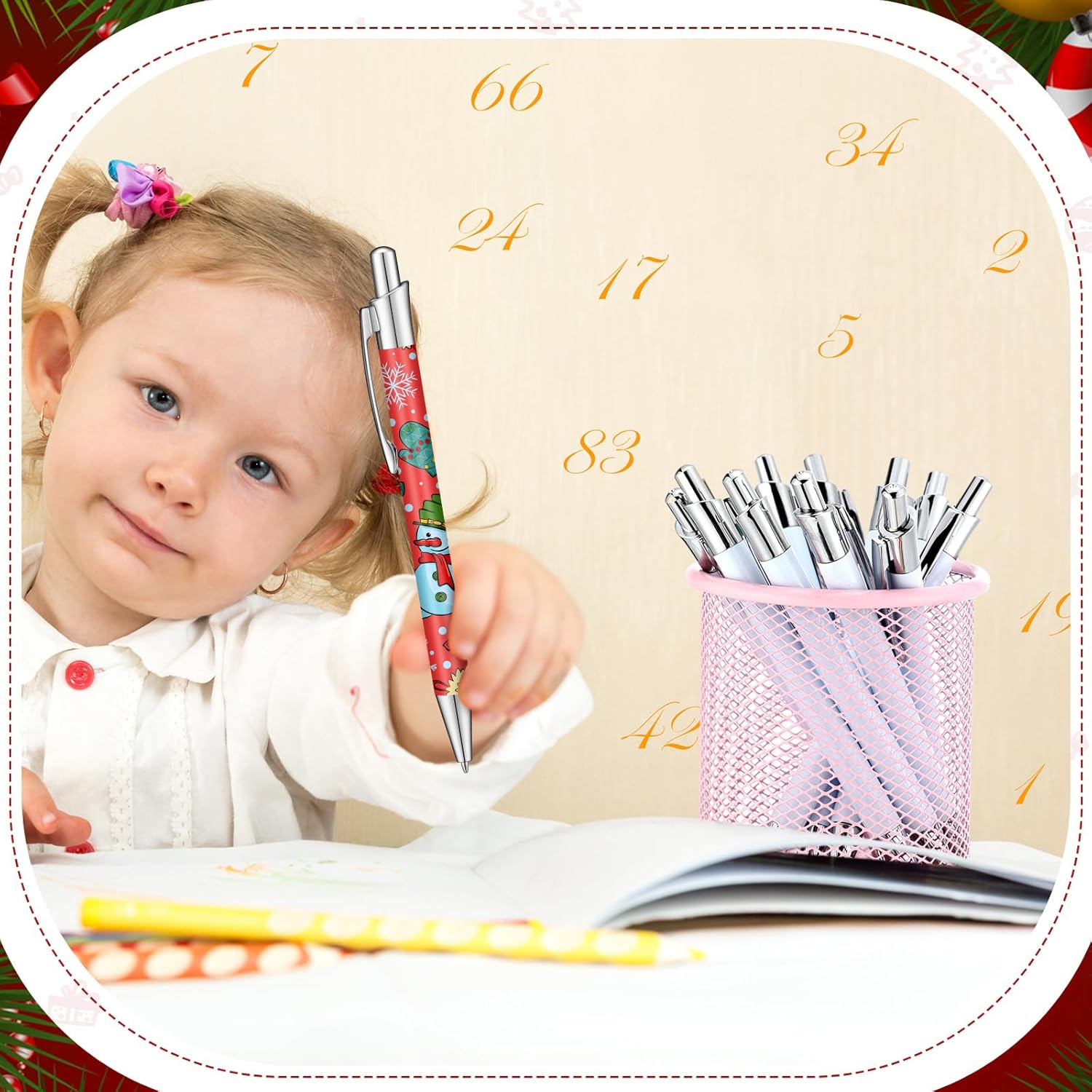 Yexiya 50 Pcs Sublimation Pen Blank Heat Transfer Sublimation Ballpoint Pen with Clip Shrink Wrap White Aluminum Customized Gift Personalized Favor for Christmas DIY Office School Stationery Supplies