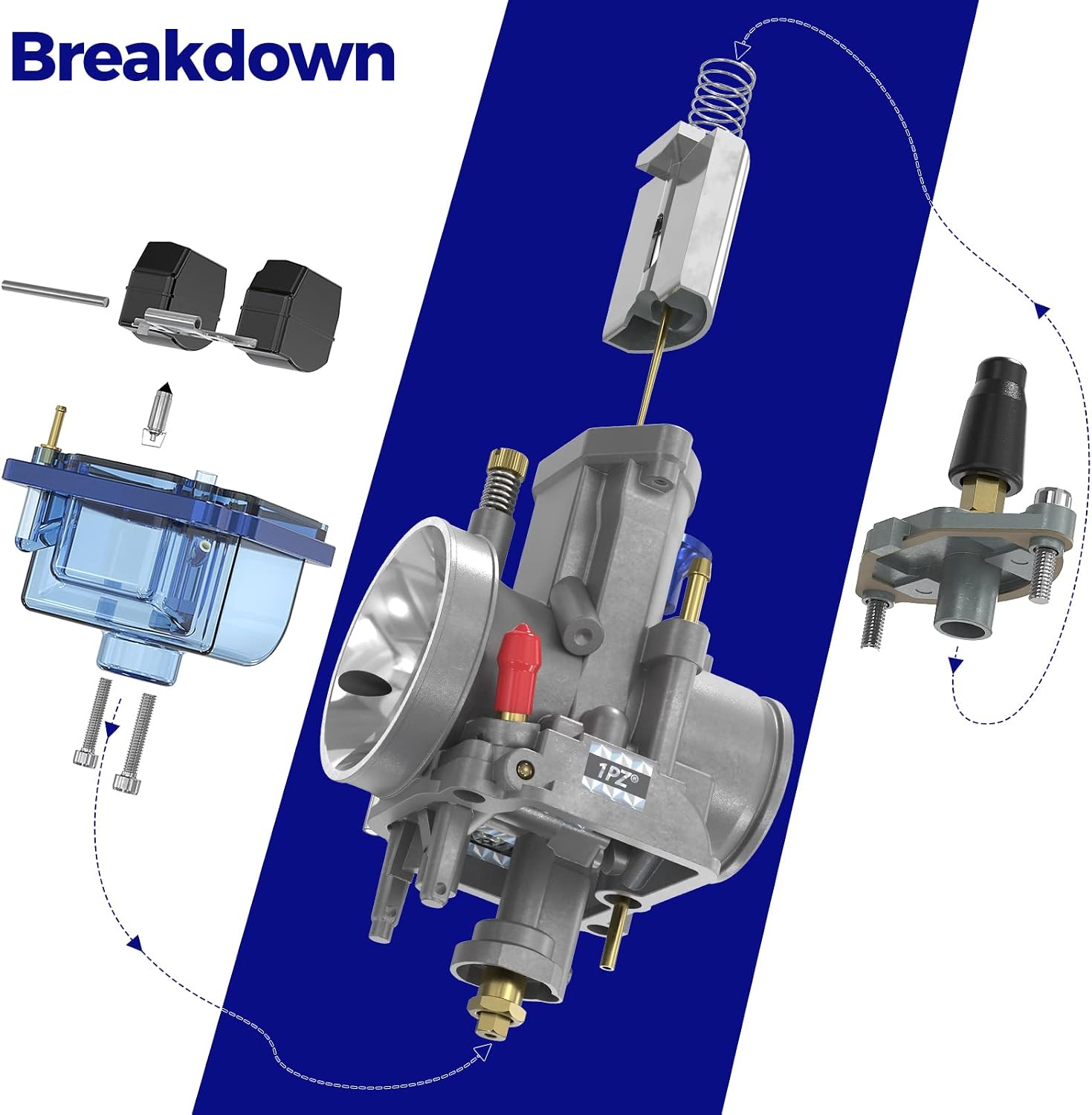 1PZ PWK 34MM Carburetor Racing Carb Universal 2T 4T Engine Replacement for 125cc to 250cc Dirt Bike Predator 212cc GY6 Motocross UTV ATV Quad TTR SSR Motorcycle Scooter
