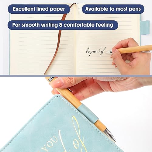 Miniatura 4 de Roowest 20 cuadernos de cuero A5 con texto en inglés "May You Proud of The Work", regalos de agradecimiento a granel para equipo de Navidad,