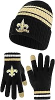 Vista 8 de Ultra Game Gorro de punto de invierno para jóvenes de la NFL, con cálidos guantes de pantalla táctil con rayas