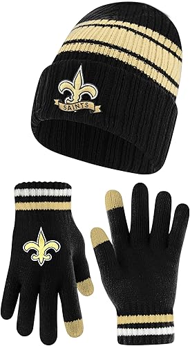 Miniatura 8 de Ultra Game Gorro de punto de invierno para jóvenes de la NFL, con cálidos guantes de pantalla táctil con rayas de equipo