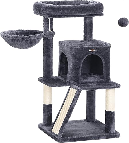 FEANDREA Árbol para gatos con postes de rascar cubiertos de sisal torre para gatos, condominio para gatos