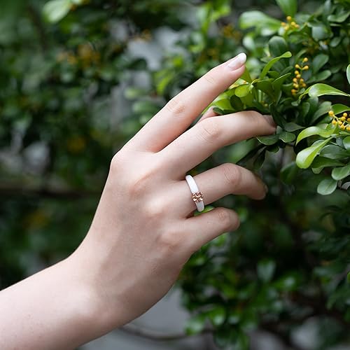 Miniatura 9 de Zollen Anillos de silicona para mujer, 3 paquetes de alianzas de boda de silicona con forma de flor de metal, anillo de goma, colección de flores