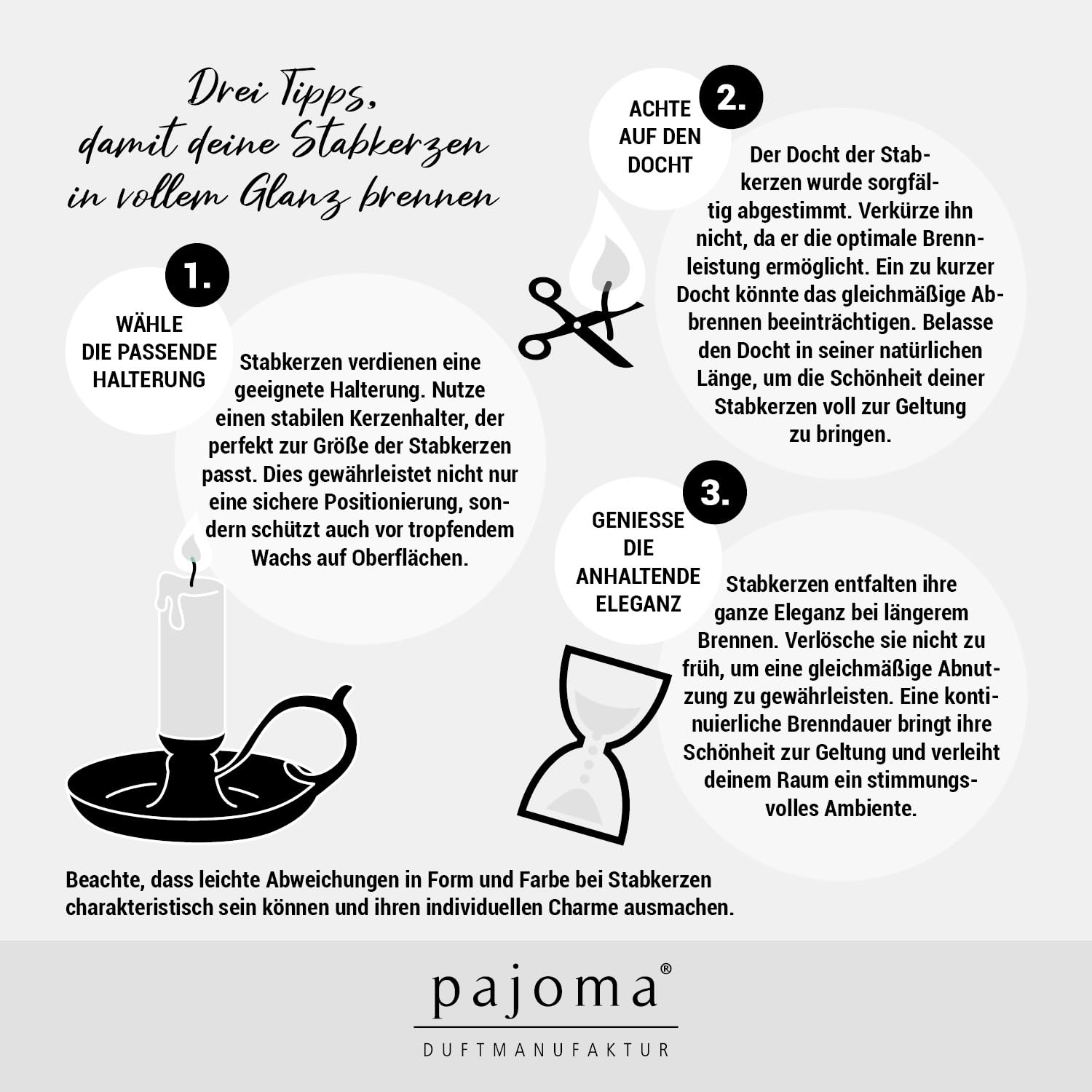 pajoma® Świece prętowe, białe, 150 sztuk, wysokość 25 cm, czas palenia ok. 7 godzin, bezzapachowe, wszechstronne zastosowanie do świeczników, dekoracji i uroczystych okazji