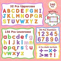 Vista 3 de 240 letras magnéticas para el aula, suministros escolares, imanes del alfabeto, letras de espuma para nevera para niños con tablero magnético