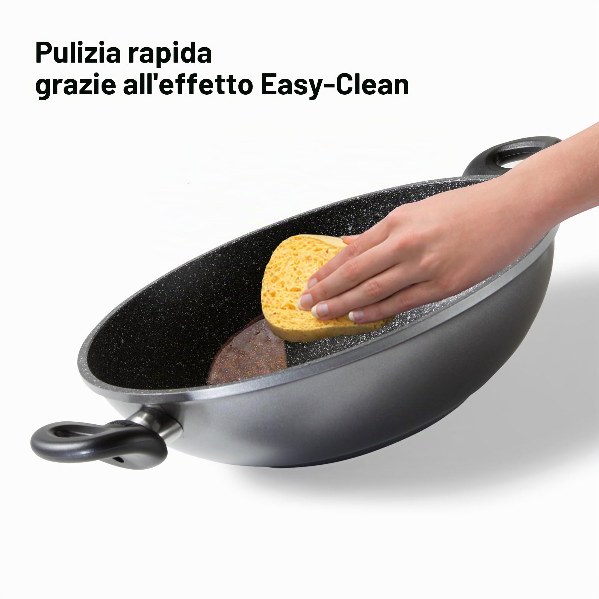 STONELINE Wok 28 cm con Coperchio in Vetro, a induzione pentole, Alluminio, Antracite