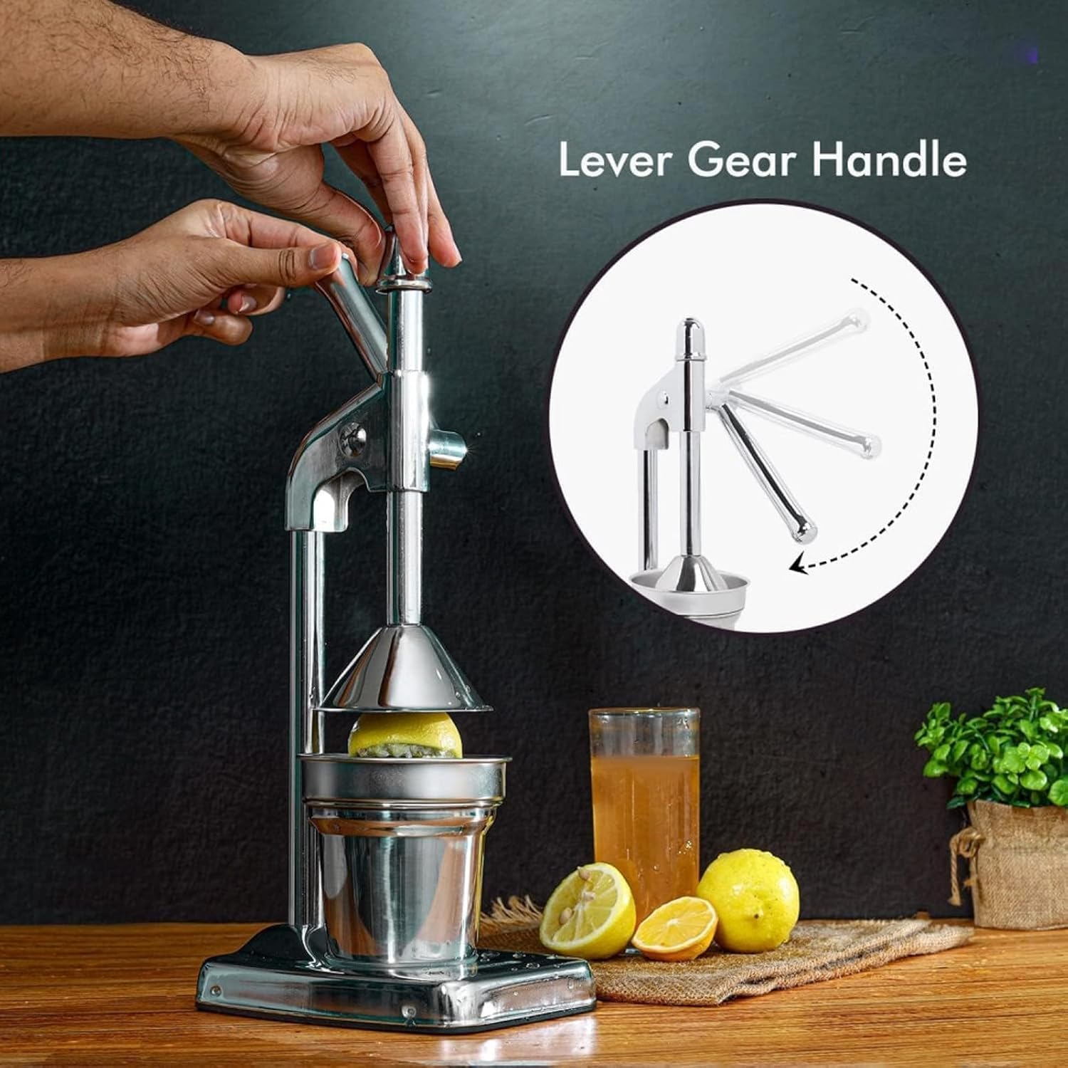 Cast Iron Juicer Hand Press, Cast Iron Stainless Steel Manual Hand Citrus Juicer, Heavy Duty Countertop Professional Commercial Manual Fruit for Fresh Orange Juice, Lemon, Pomegranate