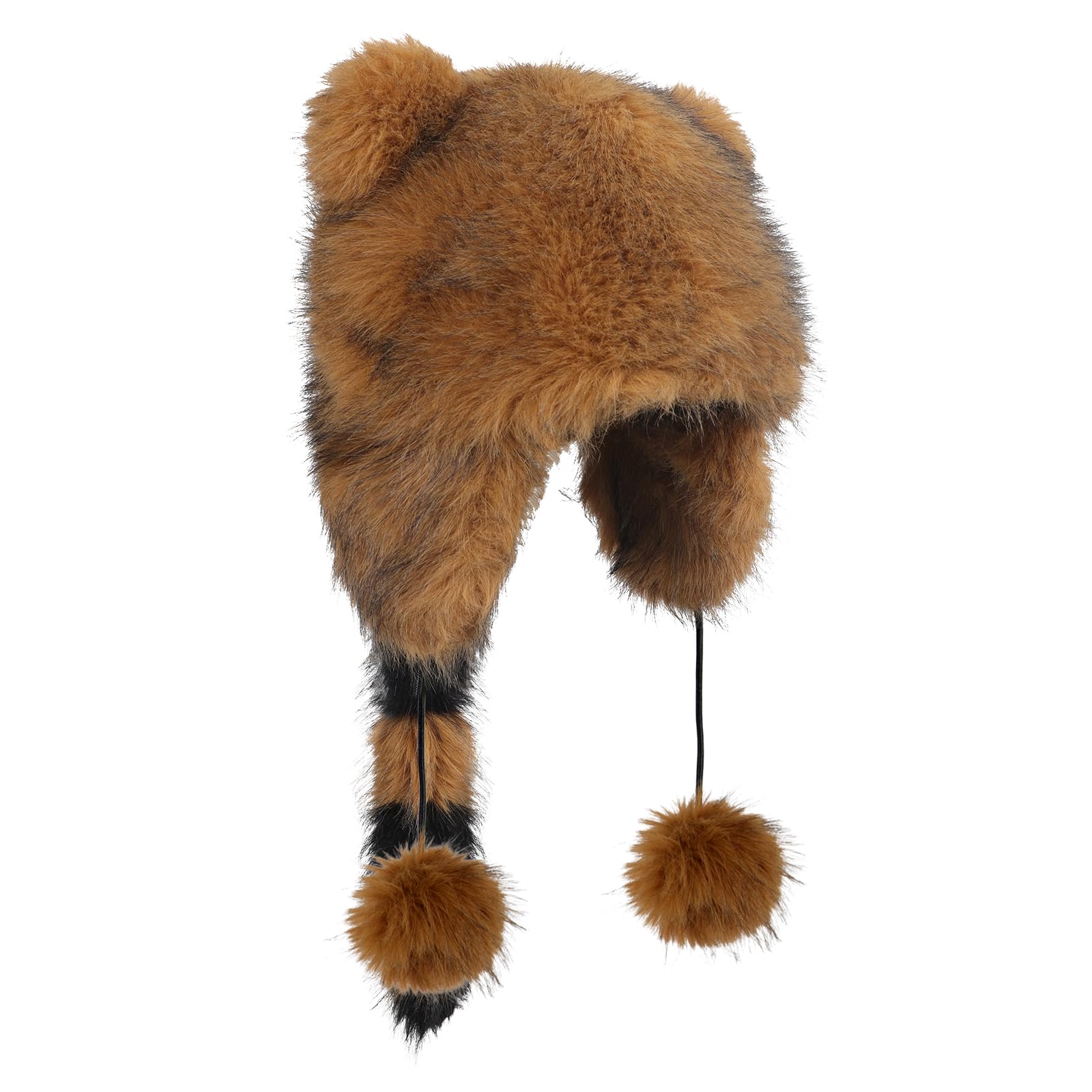 YJZQ Chapeau Souple Cache-Oreilles Chapka Forme Queue de Raton avec Pompom Hiver Casquette Unisexe pour Enfant (7-12ans) et Adulte (12ans+) Joli Bonnet Coupe-Vent en Peluche