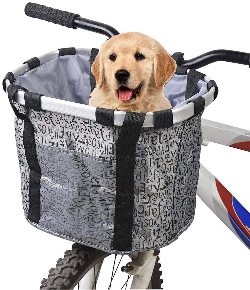 APJJMultifunction Bicycle Basket Dog Carrier Bicycle Handlebar Bag Removable Handlebar Bag Bicycle Removable Collapsible-Pet Cat Carrier Bicycle Bag Shopping Basket for Shopping, Camping,Gray