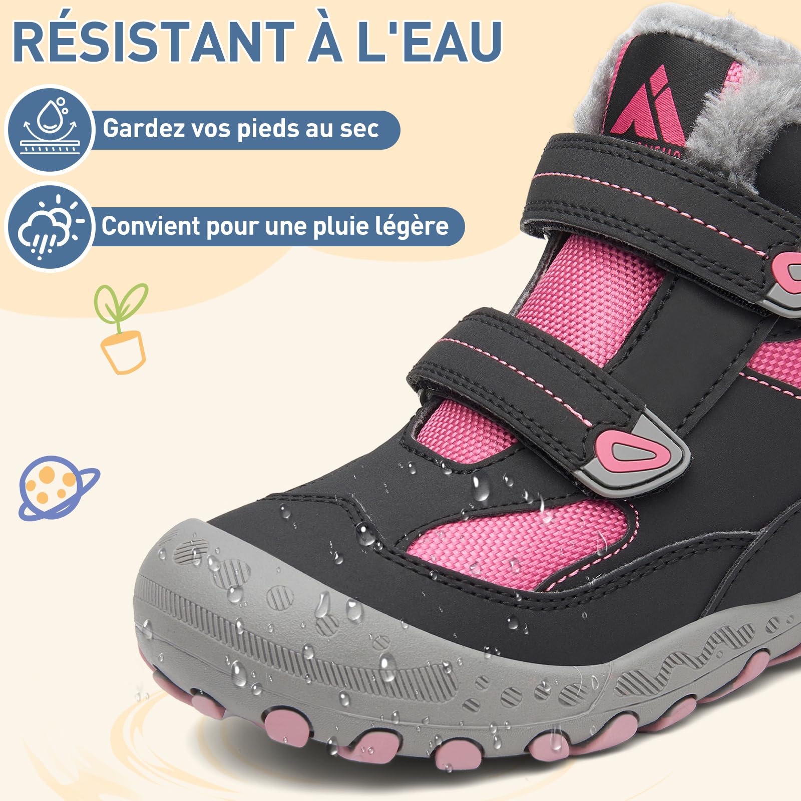 Mishansha Bottes d'hiver pour fille - Bottes d'hiver chaudes - Bottes de neige doublées - Imperméables