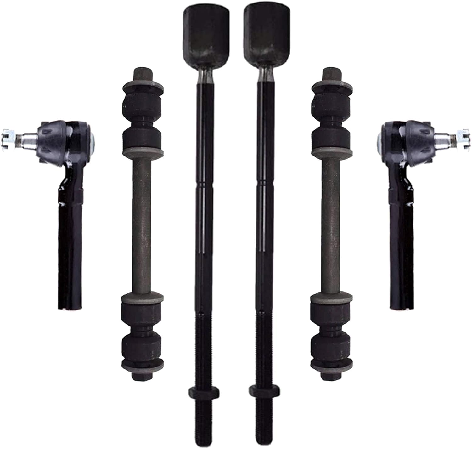 6 Pc Suspension Kit Tie Rod Ends + Sway Bar Links ES3184 EV127 K8848 Compatible with 1994-2004 Ford Mustang - PartsW