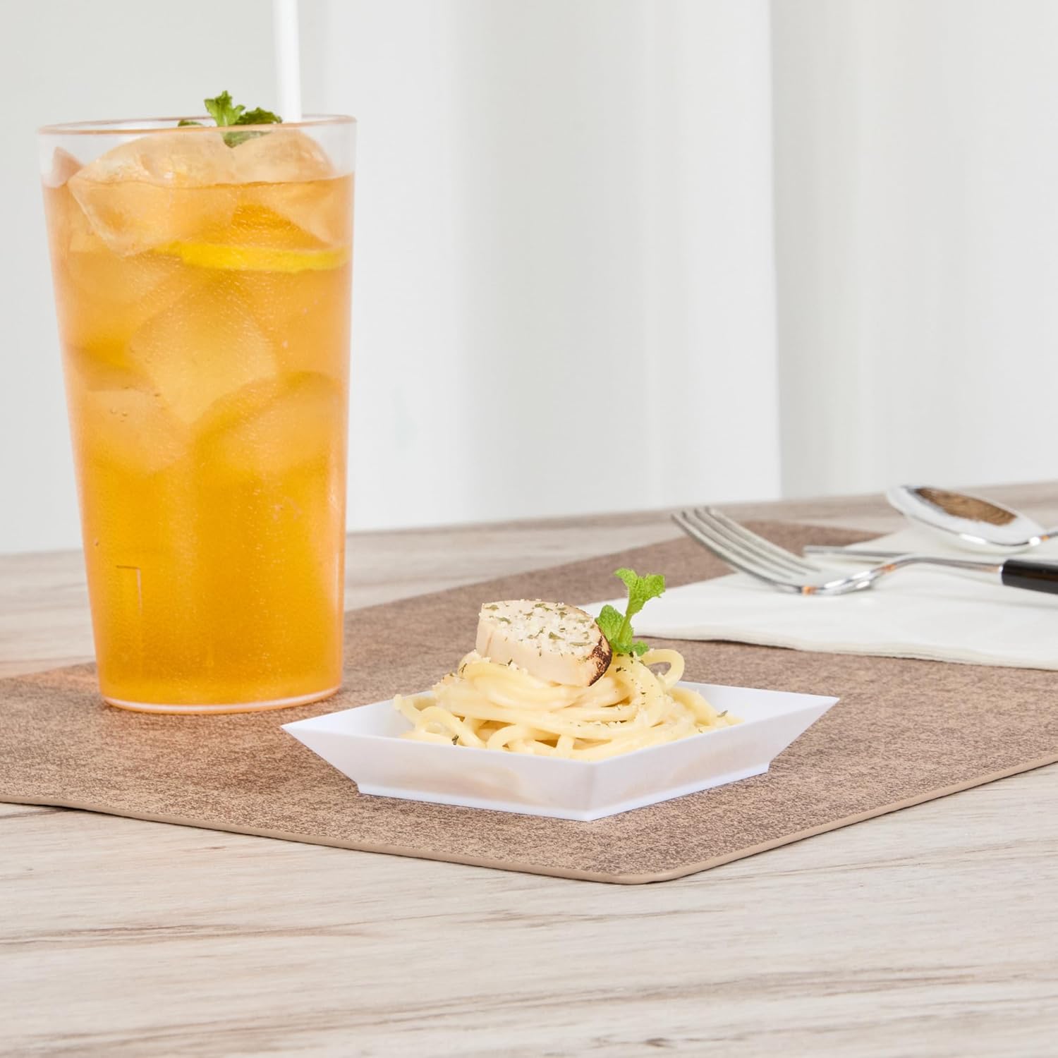 3.9 x 3.9 Inch Party Plates, 100 Disposable Appetizer Plates - Elegant, Square, White Plastic Serving Plates, Durable, For Weddings Birthdays, And More - Restaurantware