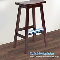 Vista 5 de Juego de 2 taburetes de bar, taburetes de bar de altura de mostrador, taburete de bar de 30 pulgadas con reposapiés, taburete de madera maciza