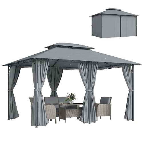 Outsunny 10' x 13' Patio Gazebo with Curtains for Backyard