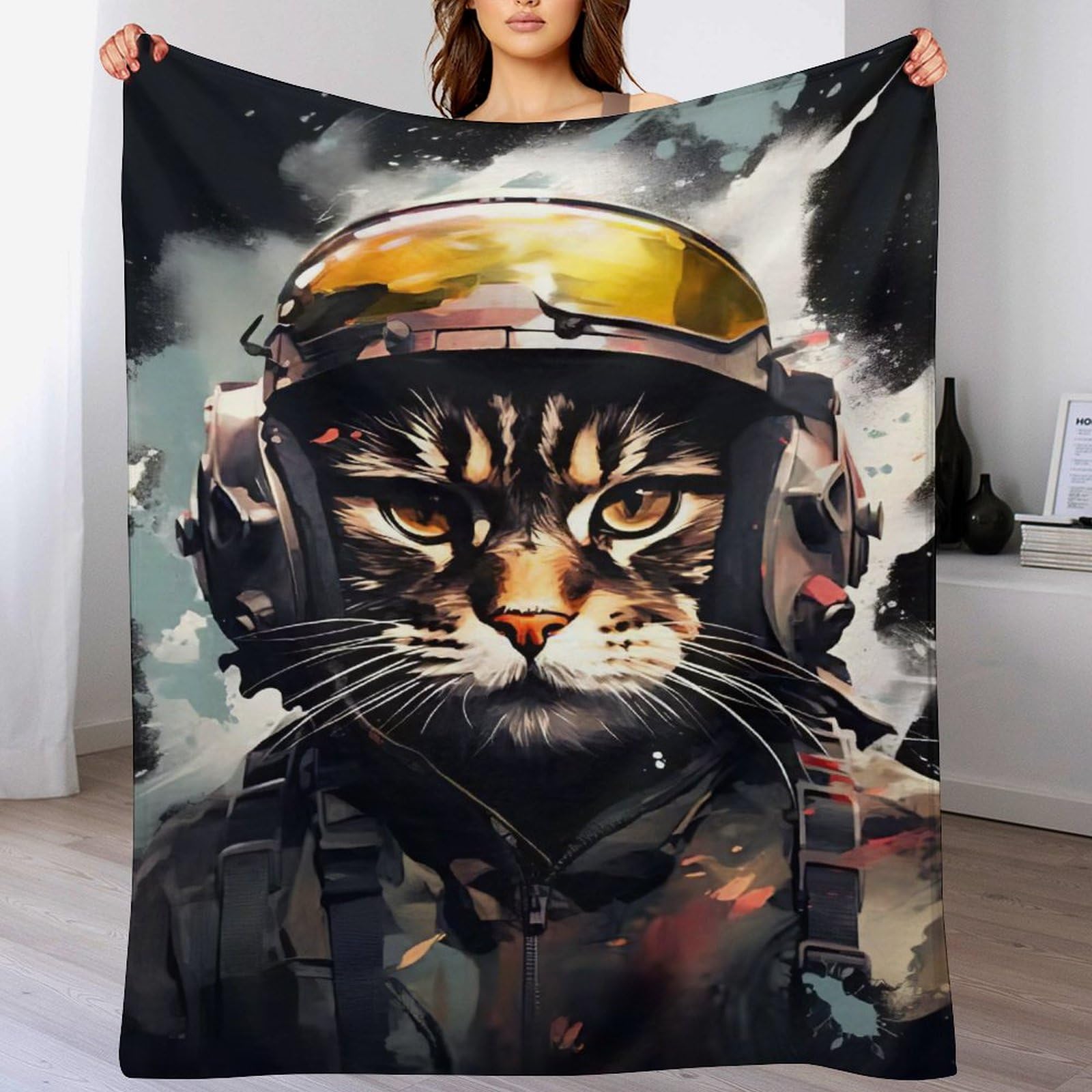 Couverture chat : idée cadeau idéale, plaid en flannel doux imprimé