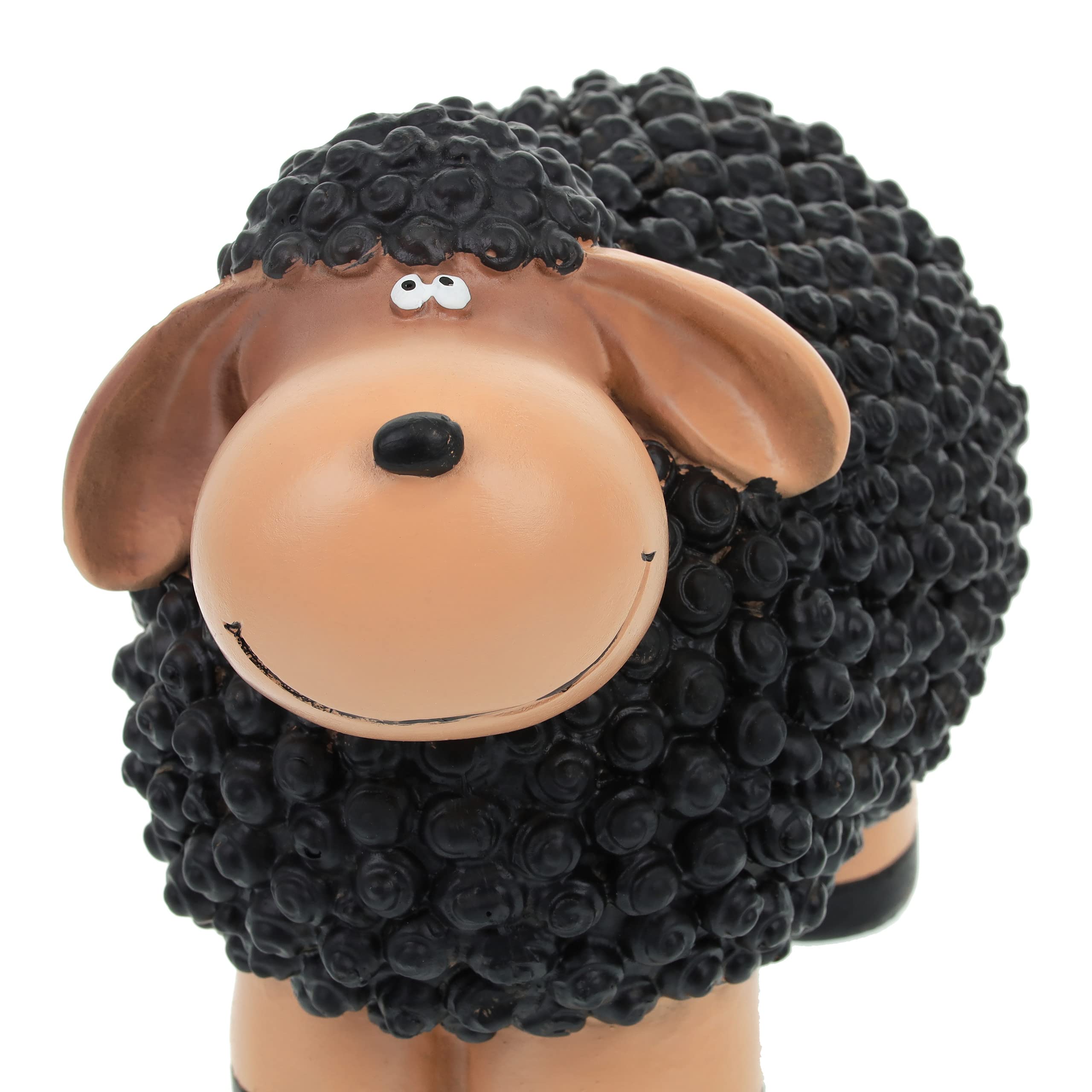 Relaxdays Figura Decorativa Oveja, Decoración Terraza Resistente, Exterior, 16x21x12,5 cm, Polirresina, Marrón y Negro