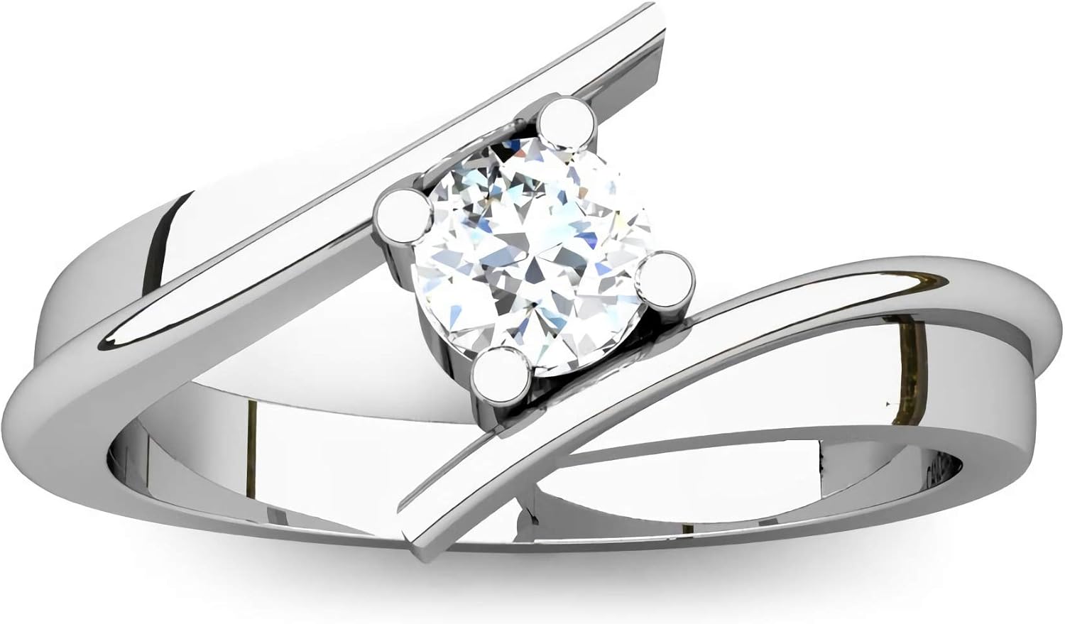 Engagement Ring Solitaire Moissanite Engagement Rings for Women Platinum Plated Silver Free Engraving