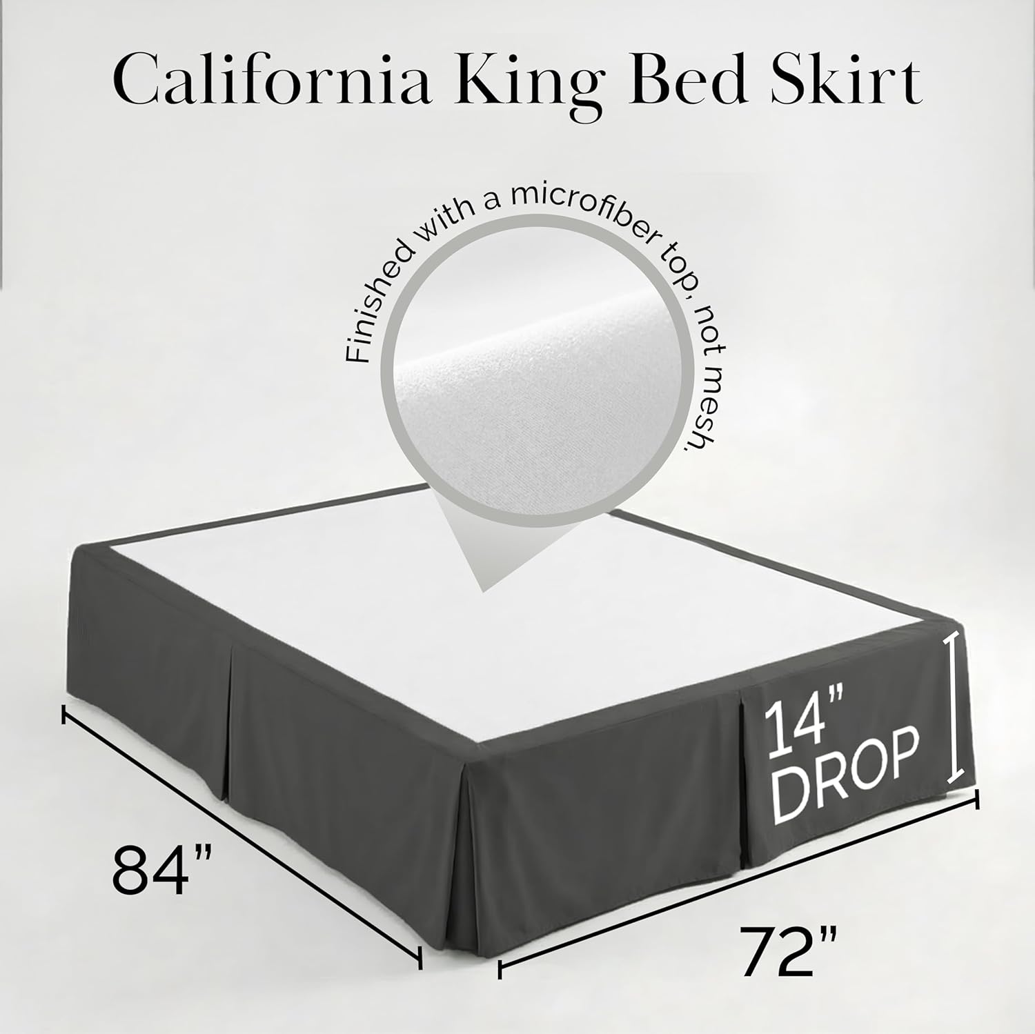 Southshore Fine Living, Inc. Hotel Quality California King Bed Skirt - 14" Drop, Elegant Pleated Design, Premium Dust Ruffle/Cal King Bed Skirt, Easy Care, Luxury Bed Skirt Cal King Size, Slate