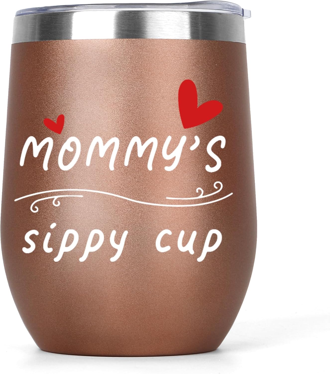 Valentines Day Gifts for Mommy Insulated Wine Tumbler with Lid 12oz Birthday Gifts for Mom Mama Mother from Daughter Son Mommy Gift for Birthday Christmas Valentines Mothers Day Rose Gold