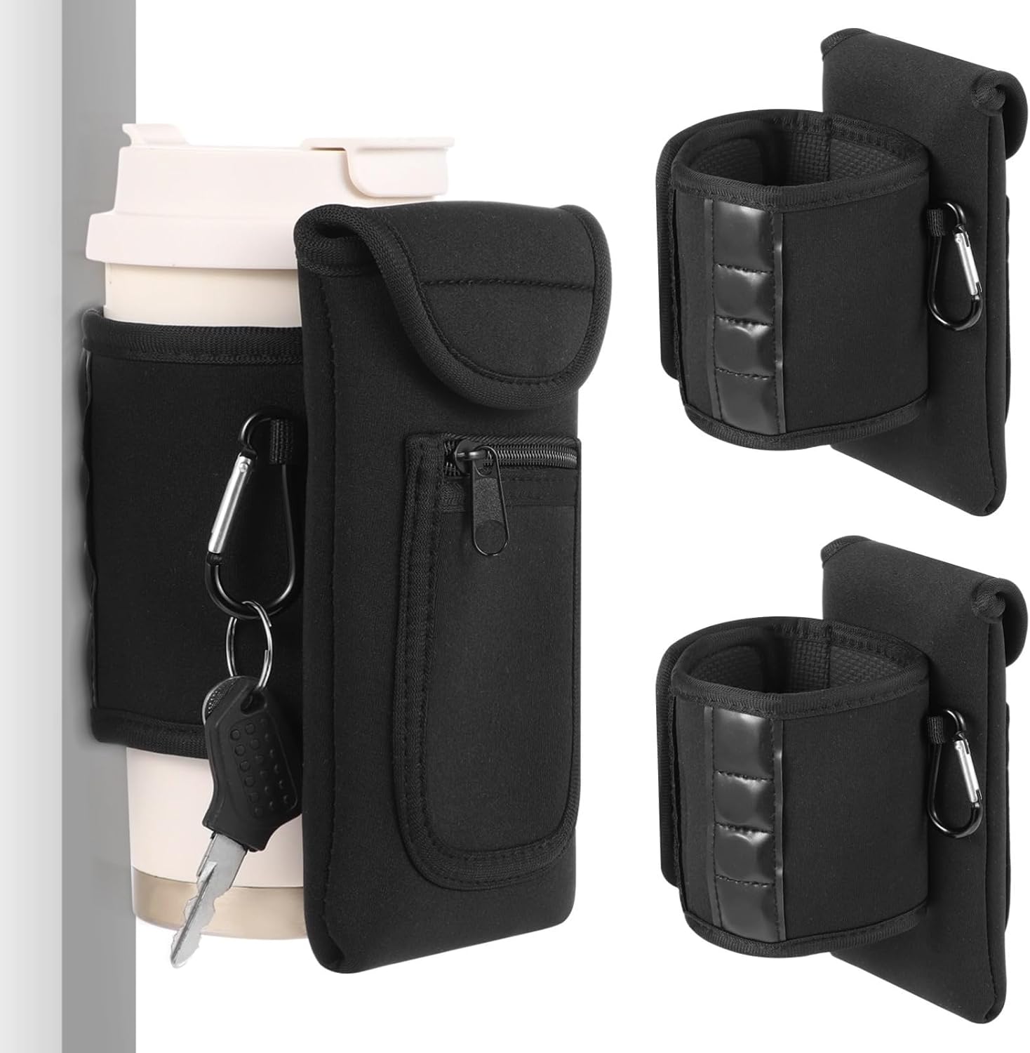 Water Bottle Pouches, 2 Pcs Portable Gym Bags, Water Bottle Holders, Sleeves With Pockets For Men, Women, Gym Accessories, Phones, Cards, Keys